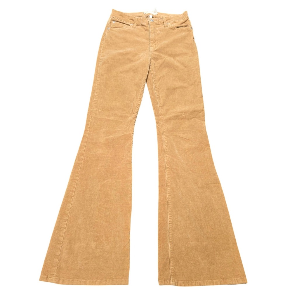 Altar'd State Flare Corduroy Pants Women's Size 5/27 Camel Tan Mid Rise Zip‎ Fly